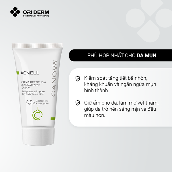 Công dụng kem dưỡng ẩm da dầu mụn Canova Acnell Cream