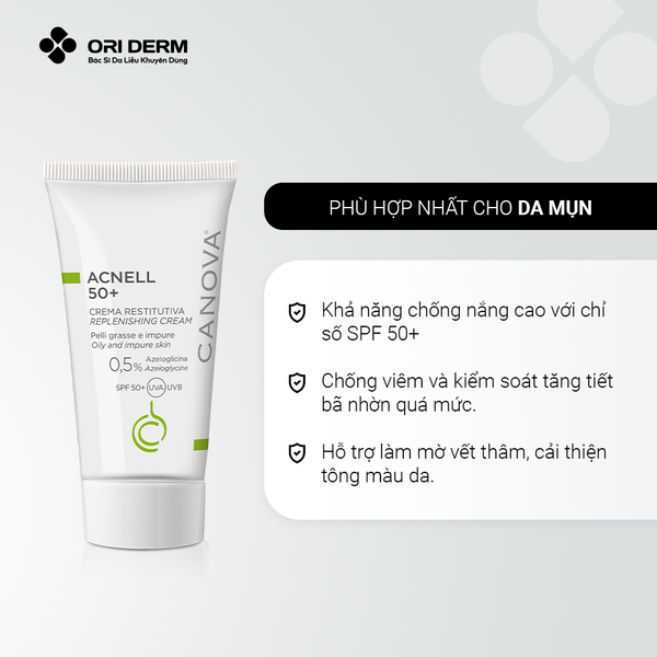 Công dụng kem chống nắng Canova ACNELL SPF50+