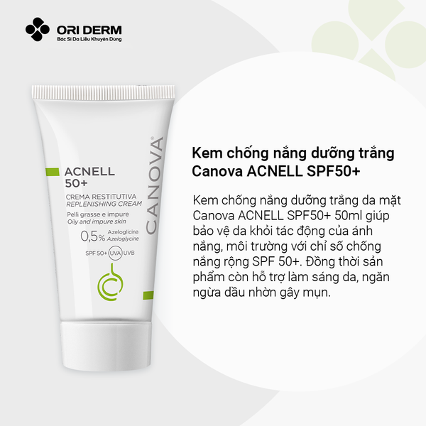 Ưu điểm kem chống nắng Canova ACNELL SPF50+