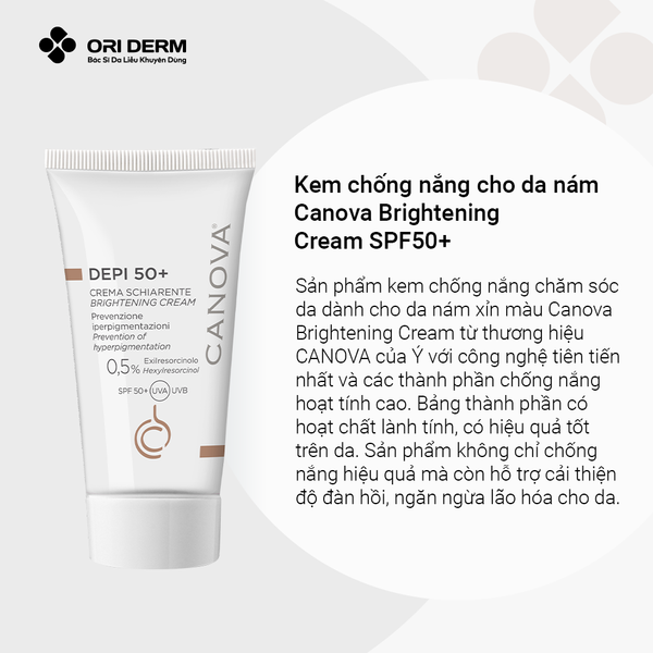Ưu điểm kem chống nắng da nám Canova Brightening Cream SPF50+