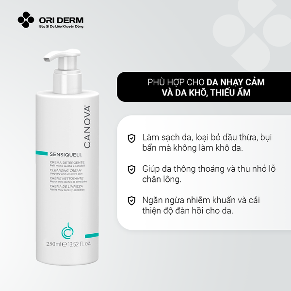 Công dụng sữa rửa mặt Canova Sensiquell Cleansing Cream