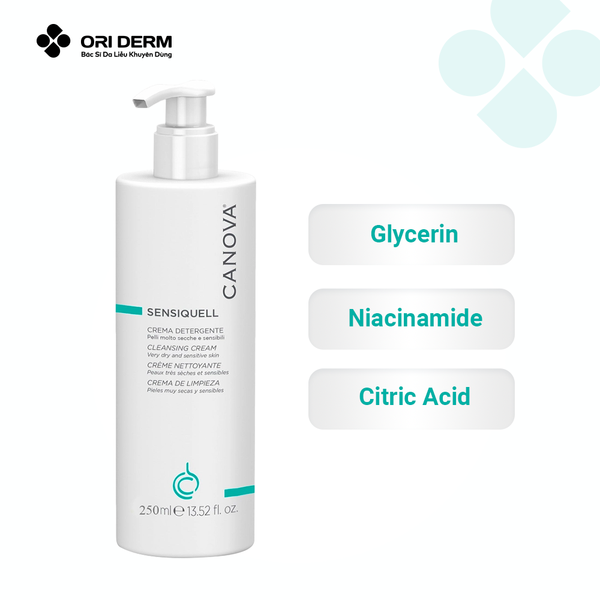 Thành phần sữa rửa mặt Canova Sensiquell Cleansing Cream