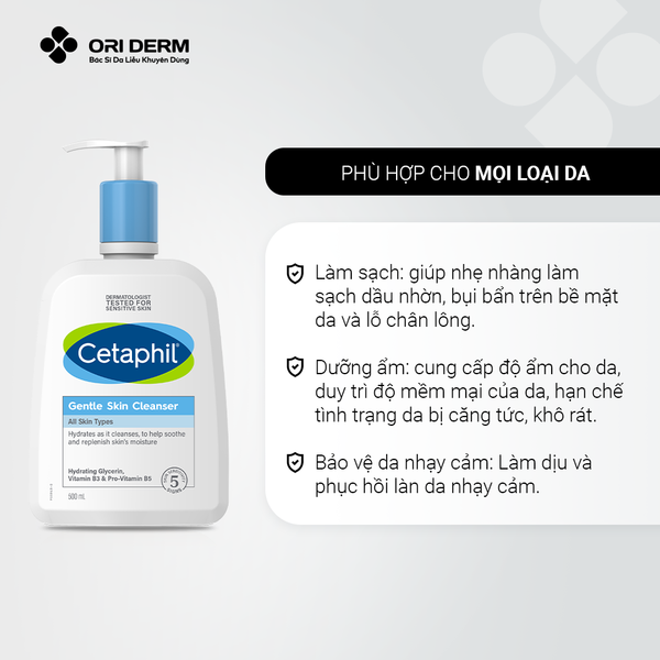 Công dụng sữa rửa mặt da nhạy cảm Cetaphil Gentle Skin Cleanser