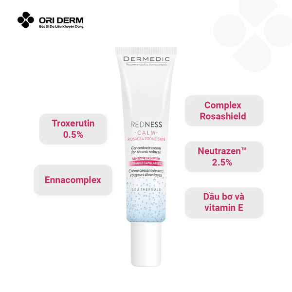 Thành phần kem dưỡng DERMEDIC Calm Rosacea Chronic Redness