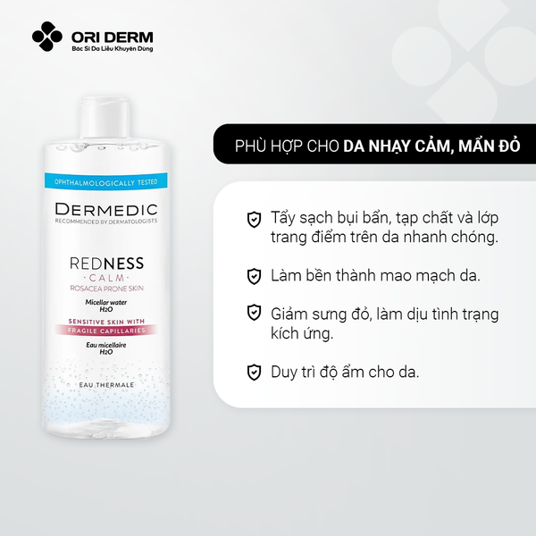 Công dụng nước tẩy trang cho da nhạy cảm dễ kích ứng DERMEDIC 500ml