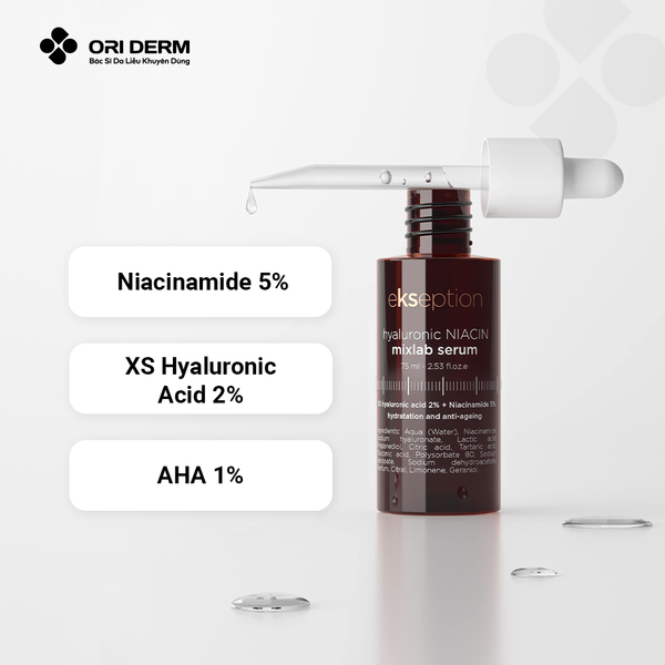 Thành phần serum cấp ẩm phục hồi da Ekseption Niacin 5% + Hyaluronic 2%
