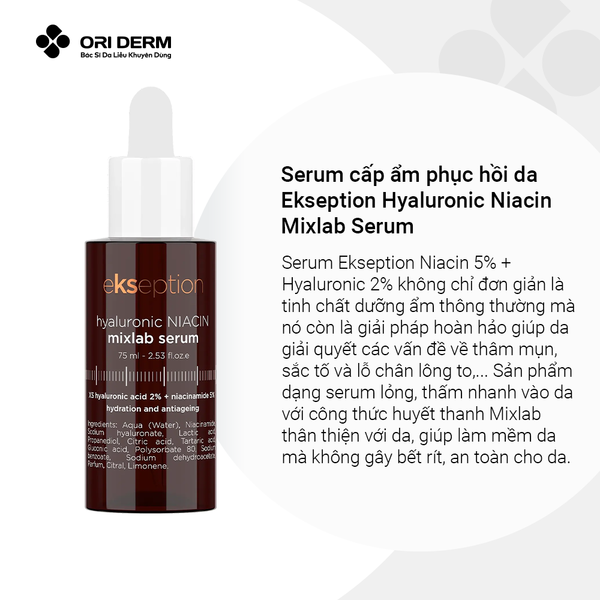 Ưu điểm serum cấp ẩm phục hồi da Ekseption Niacin 5% + Hyaluronic 2%