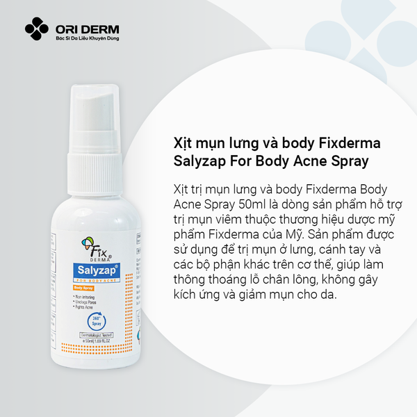 Ưu điểm xịt mụn lưng và body Fixderma Body Acne Spray