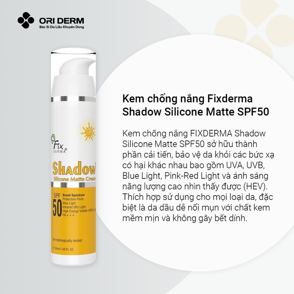 Ưu điểm chống nắng FIXDERMA Shadow Silicone Matte SPF50+++