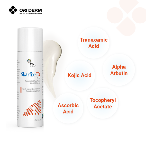 Thành phần kem dưỡng trắng da mờ thâm nám Fixderna Skarfix-TX Cream