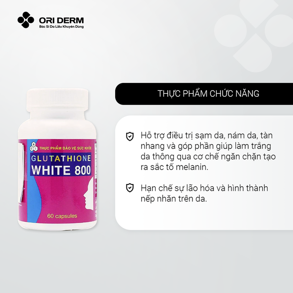 Công dụng viên uống trắng da mờ thâm Glutathione White 800