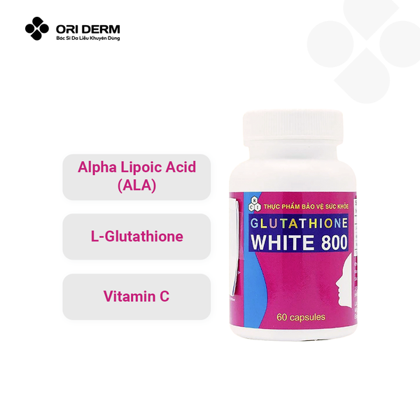 Thành phần viên uống trắng da mờ thâm Glutathione White 800