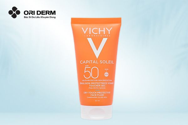 Kem chống nắng Vichy dành cho da dầu mụn Capital Soleil Dry Touch Protective Face Fluid SPF50
