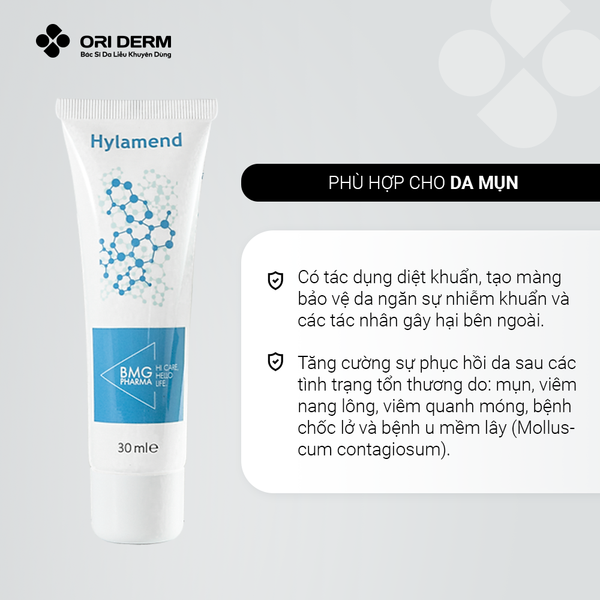 Công dụng gel ngừa mụn cho da nhạy cảm kích ứng Hylamend 30ml