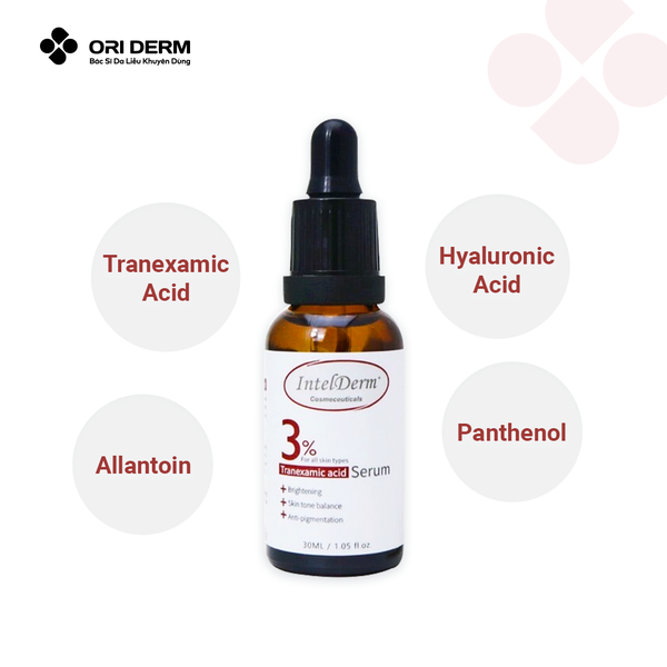Thành phần serum dưỡng ẩm trắng da IntelDerm Tranexamic acid 3%