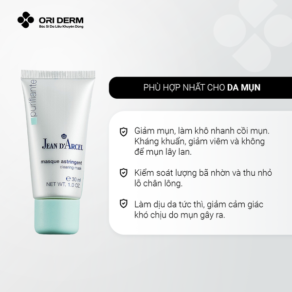 Công dụng mặt nạ đất sét giảm mụn Jean D'Arcel Clearing Mask
