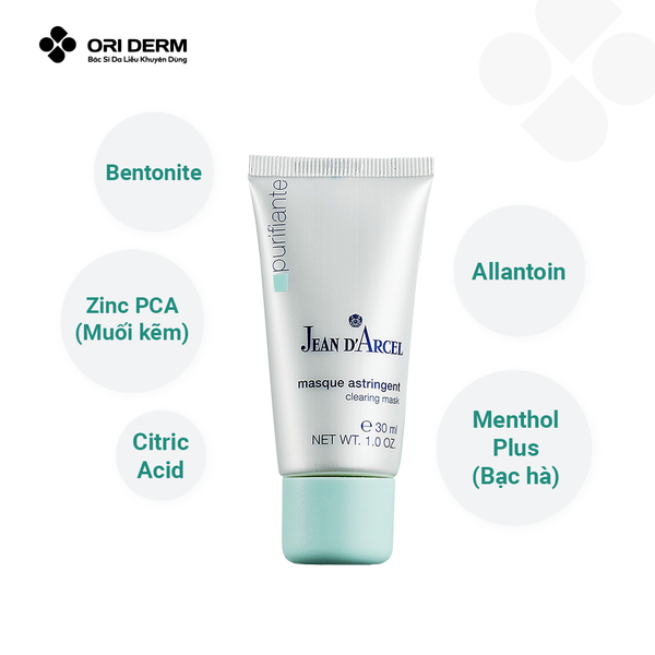Thành phần mặt nạ đất sét giảm mụn Jean D'Arcel Clearing Mask