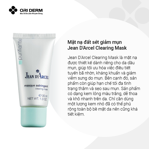 Ưu điểm mặt nạ đất sét giảm mụn Jean D'Arcel Clearing Mask
