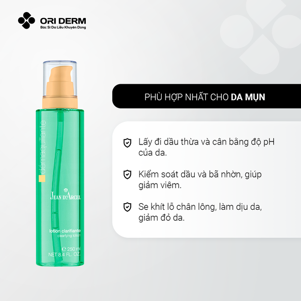 Công dụng toner da dầu mụn Jean D'Arcel Clarifying