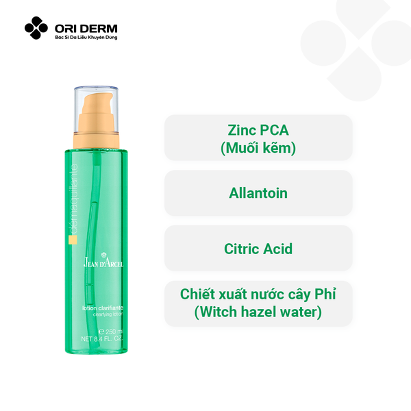 Thành phần toner da dầu mụn Jean D'Arcel Clarifying