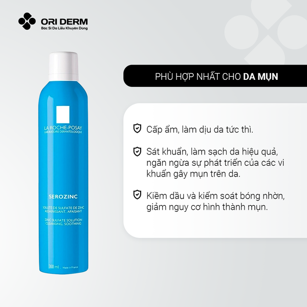 Công dụng xịt khoáng cho da dầu mụn Laroche Posay Serozinc