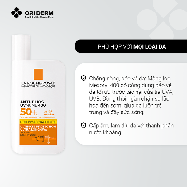 Công dụng sữa chống nắng Laroche Posay UVMUNE 400 SPF50+