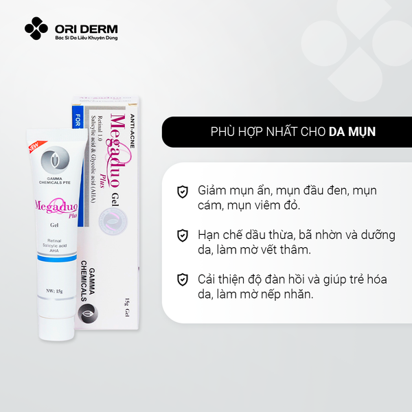Công dụng gel chấm mụn mờ thâm Megaduo Plus tuýp 15g
