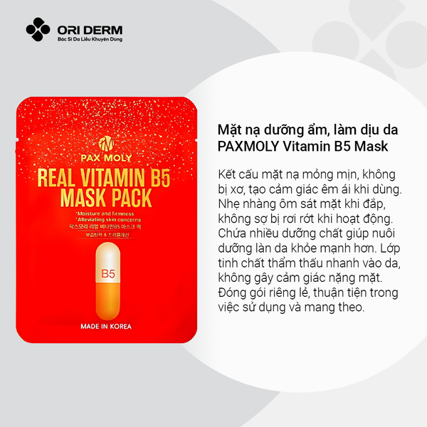 Ưu điểm mặt nạ dưỡng ẩm, làm dịu da PAXMOLY Vitamin B5 Mask