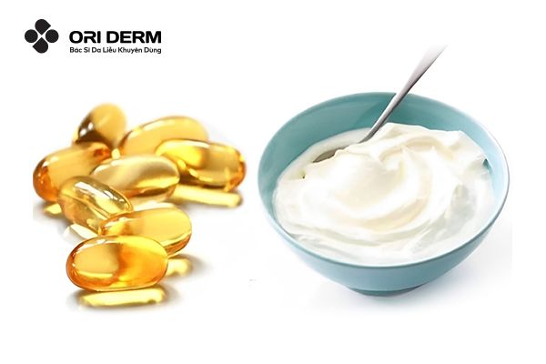 Hỗn hợp Vitamin E và sữa chua trị thâm mụn