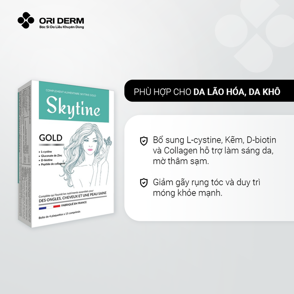 Công dụng viên uống chống lão hóa, đẹp da, tóc và móng Skytine Gold