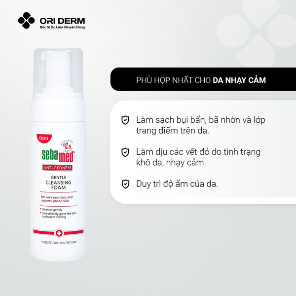 Công dụng sữa rửa mặt Sebamed Anti-Redness Gentle Cleansing Foam