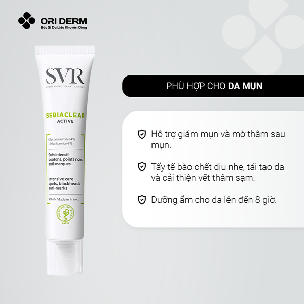 Công dụng kem giảm mụn mờ SVR Sebiaclear Active