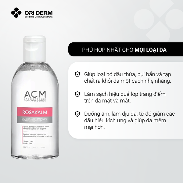 Công dụng nước tẩy trang Rosakalm Cleansing Micellar Water
