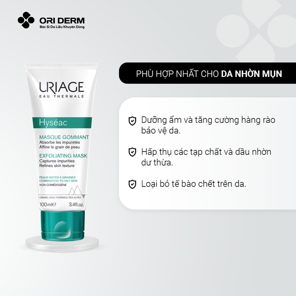 Công dụng đắp mặt nạ tẩy tế bào chết Uriage Hyseac Masque 100ml