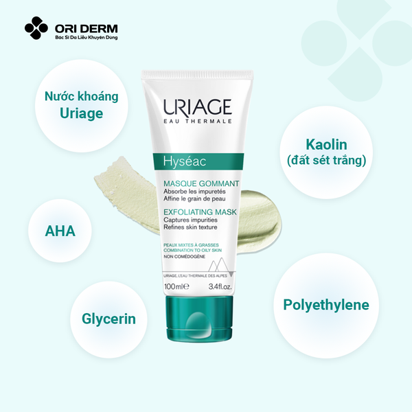 Thành phần đắp mặt tẩy tế bào chết Uriage Hyseac Masque 100ml
