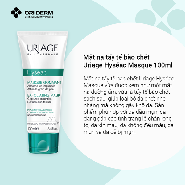 Ưu điểm mặt nạ tẩy tế bào chết Uriage Hyseac Masque 100ml