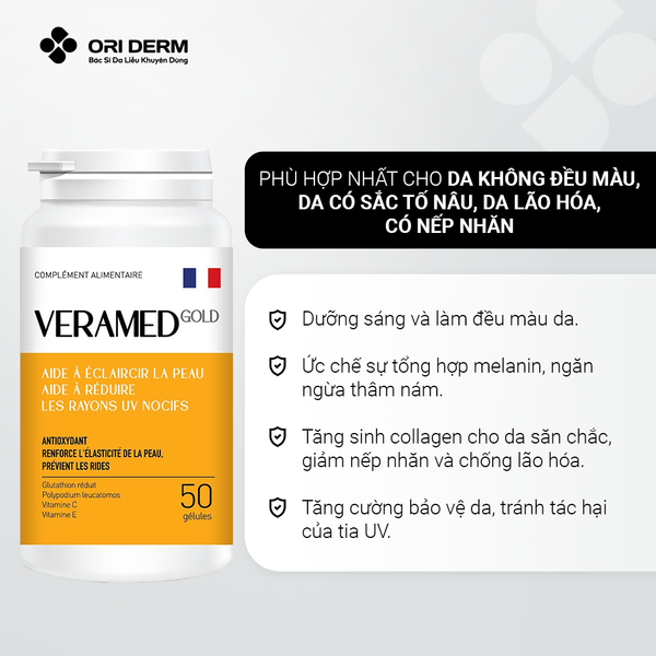 Công dụng Viên uống chống lão hóa, hỗ trợ làm sáng da VERAMED Gold