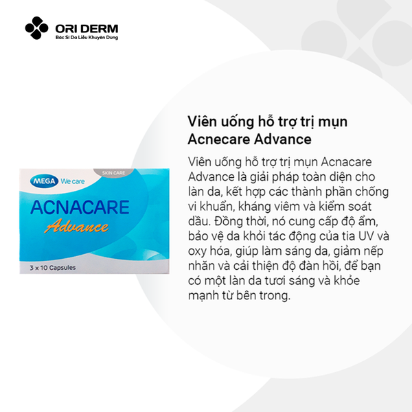 Ưu điểm viên uống hỗ trợ trị mụn Acnacare Advance