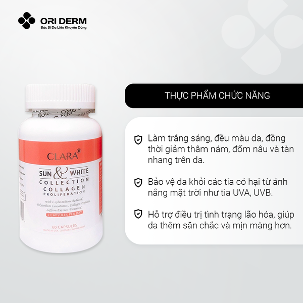 Công dụng của viên uống chống nắng sáng da ngừa lão hóa Clara