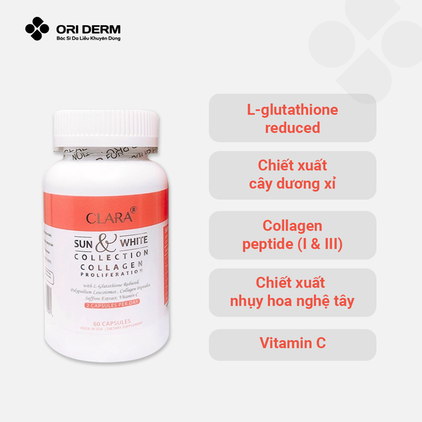 Thành phần viên uống chống nắng sáng da ngừa lão hóa Clara