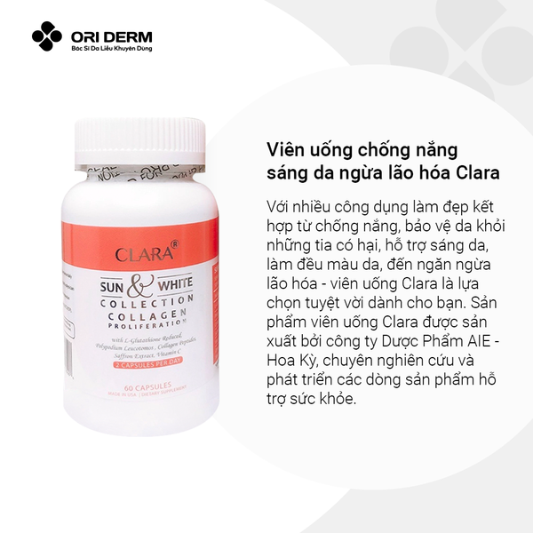 Ưu điểm của viên uống chống nắng sáng da ngừa lão hóa Clara