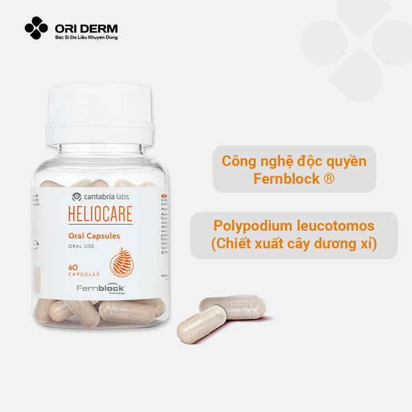 Thành phần viên uống chống nắng heliocare hộp 60 viên