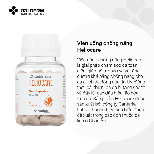 Ưu điểm viên uống chống nắng heliocare hộp 60 viên