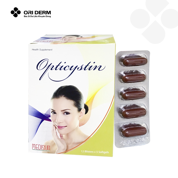 Bao bì viên uống sáng da mờ thâm mụn Opticystin hộp 60 viên