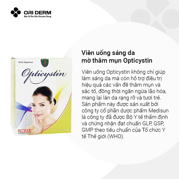 Ưu điểm của viên uống sáng da mờ thâm mụn Opticystin hộp 60 viên