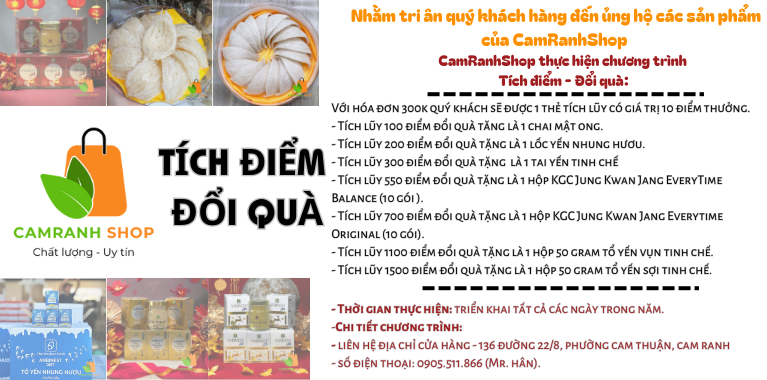 Tích lũy đổi quà - Tri ân quý khách hàng ủng hộ sản phẩm CamRanhShop