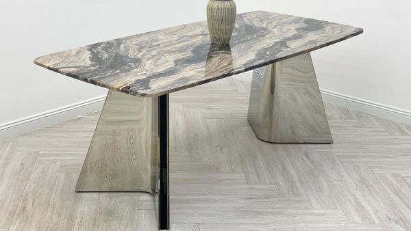 Bàn Ăn Inox Tráng Gương Mặt Đá Carol