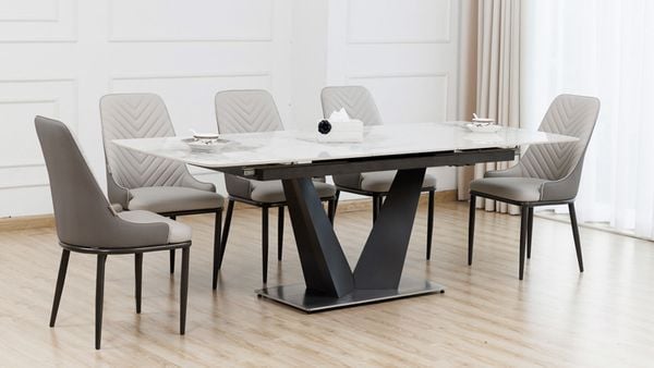 Bàn ăn kéo dài mặt đá thông minh ceramic