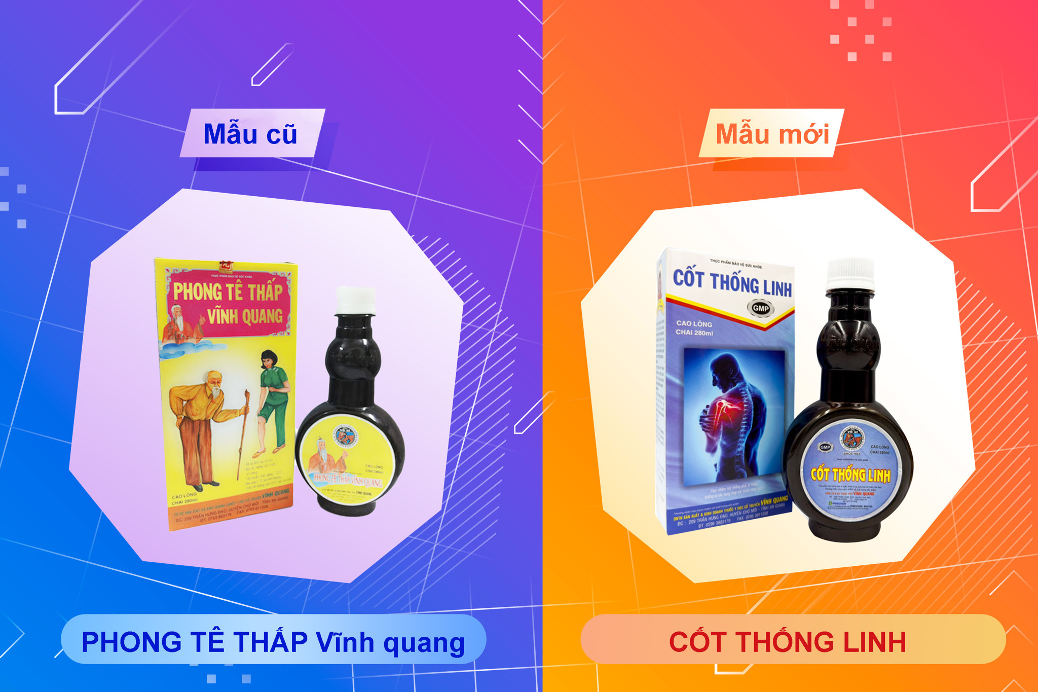 Thay đổi mẫu nhãn của Phong Tê Thấp Vĩnh Quang thành Cốt Thống Linh