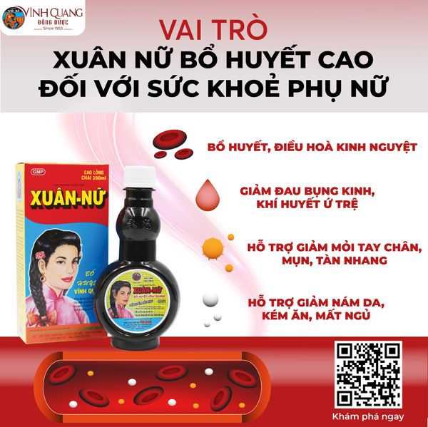 Vai trò của Xuân Nữ Bổ Huyết Vĩnh Quang đối với sức khoẻ phụ nữ